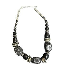Black White And Silver Fashion Statement Necklace